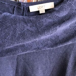 Loft Button Back Crochet Sleeve Sweater Large NWOT